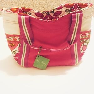 Vera Bradley Small Canvas Colorblock Tote Pink
